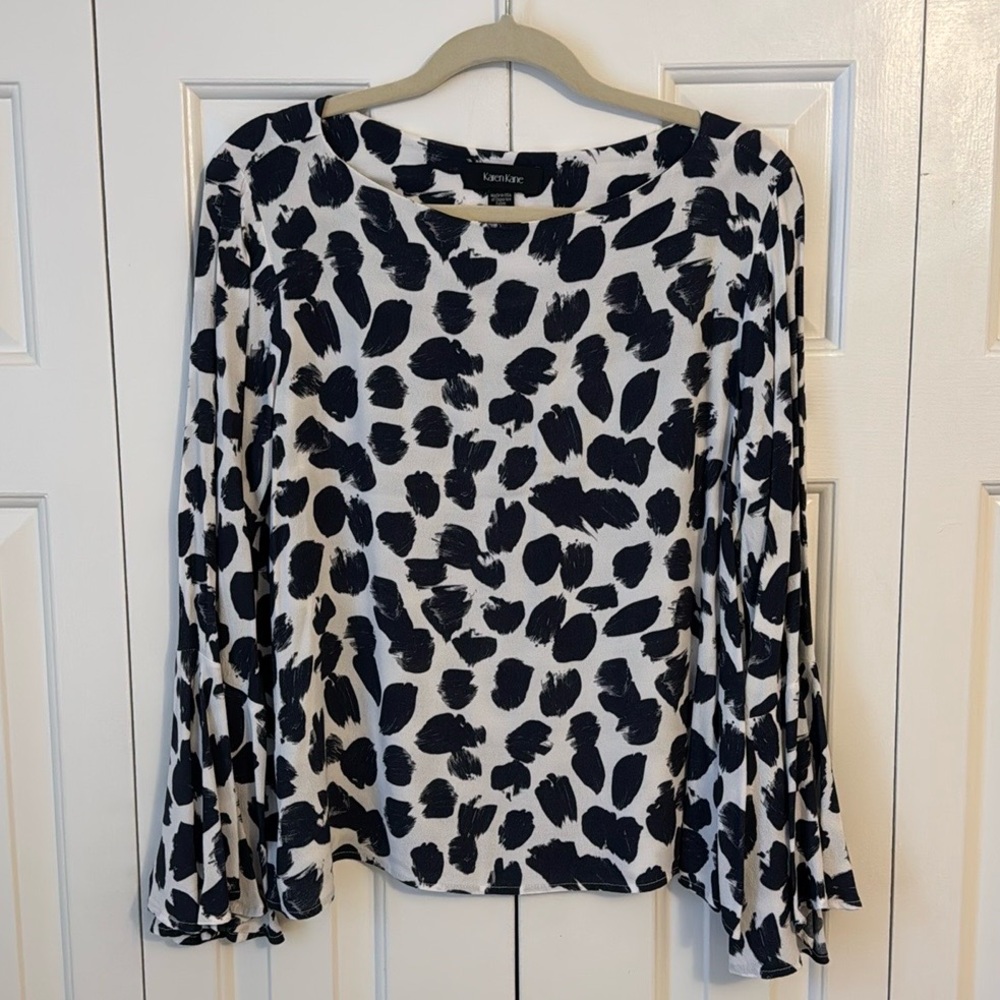 Karen Kane Boat Neck Bell Sleeve Blouse, Size M